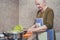 Grandmother making salad