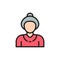 Grandmother, old woman, pensioner, senior flat color line icon.