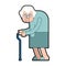 Grandmother with stick isolated. grandma vector illustration