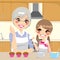 Grandmother Teaching Granddaughter in Kitchen