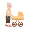 Grandmother Walking with Newborn Toddler Isolated
