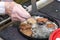 Grandmothers hand cooking and preparing food