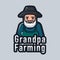 Grandpa farmer mascot logo design vector illustration