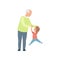 Grandpa and his little grandson having fun together, grandfather spending time playing with grandson vector Illustration