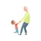 Grandpa and his little grandson holding hands, grandmother spending time playing with grandson vector Illustration on a