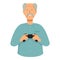 Grandpa play video games icon cartoon vector. Room gamepad