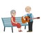 Grandpa playing guitar for grandma