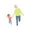 Grandpa walking with his little grandson, grandfather spending time playing with grandson vector Illustration on a white