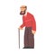 Grandpa Walking Leaning on Cane and Smiling Vector Illustration