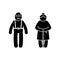 Grandparent stickman old male and female vector set. Grandfather with suspenders and grandmother with walking stick couple icon