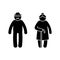 Grandparent stickman old man and woman vector icon set. Grandfather with mustache wearing hat, grandmother with walking stick