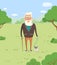 Grandparent Walking with Dog in Park Forest Vector