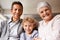 Grandparents are the best. Portrait of a little boy sitting between his grandparents.