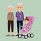 Grandparents couple with baby avatars characters