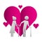 Grandparents couple with hearts silhouettes