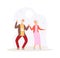 Grandparents dancing. Happy elderly couple party. Man woman dance on disco, fun active time. Old people relax vector