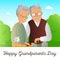 Grandparents Day concept. Illustration with grandfather and grandmother.