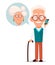 Grandparents day greeting card. Grandfather calling to grandmother.