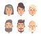 Grandparents Faces Collection Vector Illustration