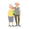 Grandparents with grandchild. Grandmother, grandfother and little grandson. Cartoon vector hand drawn eps 10 childrens