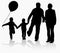 Grandparents with grandchildren silhouettes