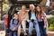 Grandparents and grandkids at the back of car before hiking