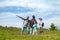 Grandparents with grandsons on country hike