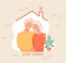 Grandparents in isolation.Stay home banner