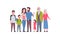 Grandparents parents children grandchildren, multi generation family, full length avatar on white background, happy