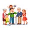 Grandparents, parents, children standing together