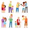 Grandparents vector family together grandfather or grandmother with grandchildren illustration set of elderly people