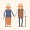 Grandparents, vector image of happy couple in cartoon style