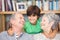 Grandson with grandparents at home