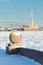 The granite ball and the St. Peter and Paul fortress.