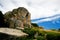 Granite block under blue sky and white cloud