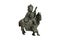 Granite carved antique Chinese woman playing a harp on horseback with a steer isolated on white background.