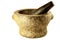 Granite Mortar and Pestle Against a White Backgrou