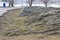 Granite rock on the banks of Kremenchuk reservoir