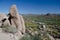 Granite rocks on Pinnacle Peak trail over Happy Valley