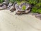 Granite rocks and sand in Anse Citron shore