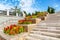 Granite stair with flower beds