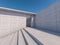 Granite stairs and a concrete wall. 3D