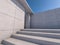 Granite stairs and a concrete wall. 3D