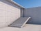 Granite stairs and a concrete wall. 3D