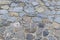 Granite stones old square shabby cobblestone gray pattern background base design
