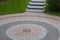 Granite tiles laid out in the form of a circle with an exit through the steps. Another meaning: when you walk around in a circle f