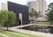 Granite walkway, reflective pool with 9:01AM wall and Field of Empty Chairs, Oklahoma City Memorial