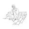 Granite Worker Laying Street Stone Pavers Vector