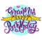 Granny Happy Birthday colored text with ribbon isolated on white background, vector stock illustration. Calligraphy for