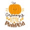 Granny`s little pumpkin - - funny slogan with cute pumpkin face.